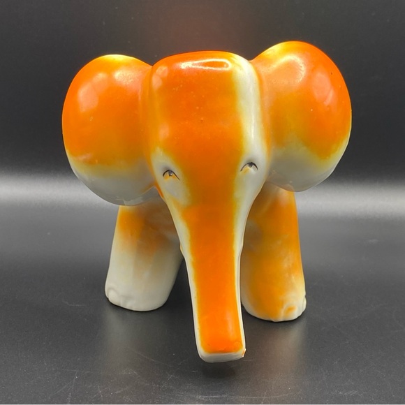 Vintage Antique Estate Made In Japan Orange Elephant Piggy Bank H in Diamond - Picture 6 of 11